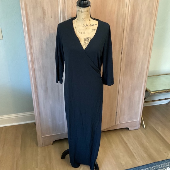 J. Jill Draped Ruched Midi Maxi v neck ruched wrap dress career event capsule M - Picture 1 of 11